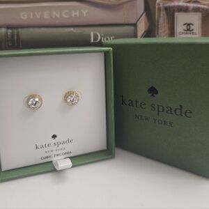Kate Spade Gold Tone Cubic Zitconia Stud Earrings NIB
